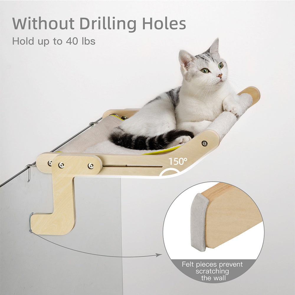 Mewoofun Cat Window Perch Hammock - Easy to Wash, 40 Lbs Capacity, Adjustable, Stable, Multi-Scene Use