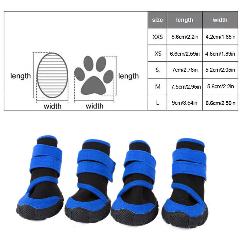 4x Anti-Slip Pet Boots – Waterproof Dog Shoes with Oxford Sole | Protective Puppy Rain Booties & Socks