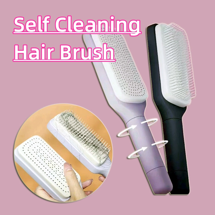 4-in-1 Self-Cleaning Hair Brush – Anti-Static Scalp Massager for All Hair Types