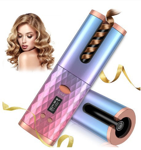 Rechargeable Automatic Hair Curler for Women | Portable Ceramic Curling Iron with LCD Display & Anti-Tangle Protection