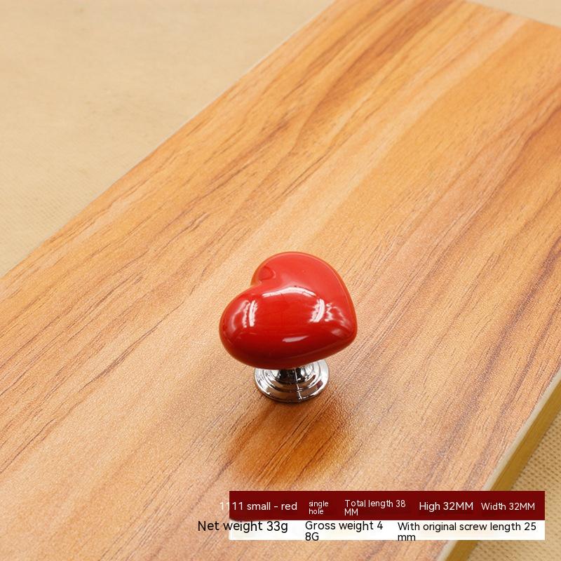 Love Ceramic Handle for Wardrobe Drawer & Cabinet Doors – Heart-Shaped, Coloured Glaze, Multiple Sizes