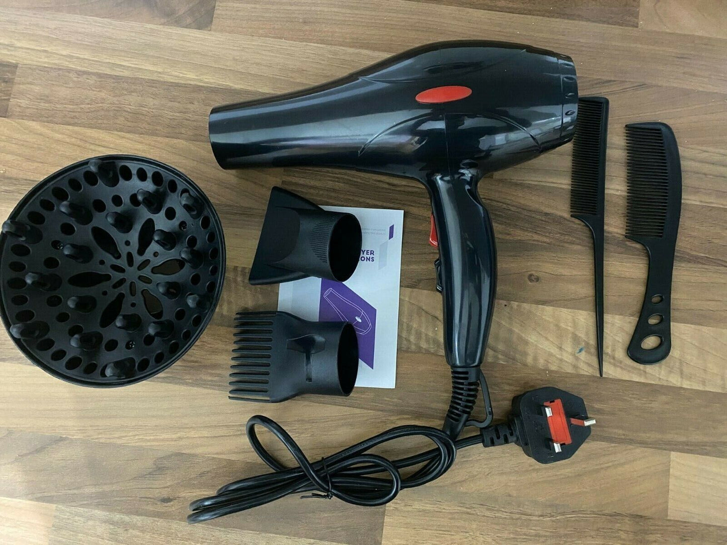 Professional Hair Dryer with Nozzle Concentrator – Salon-Grade Blow Dryer with 3 Heat Settings, Ergonomic Grip & Fast Styling