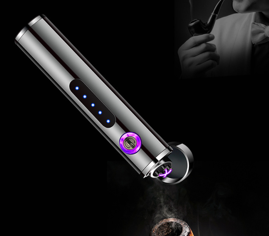 Cylindrical USB Electronic Cigarette Lighter – Compact Metal Design with USB Charging Cable