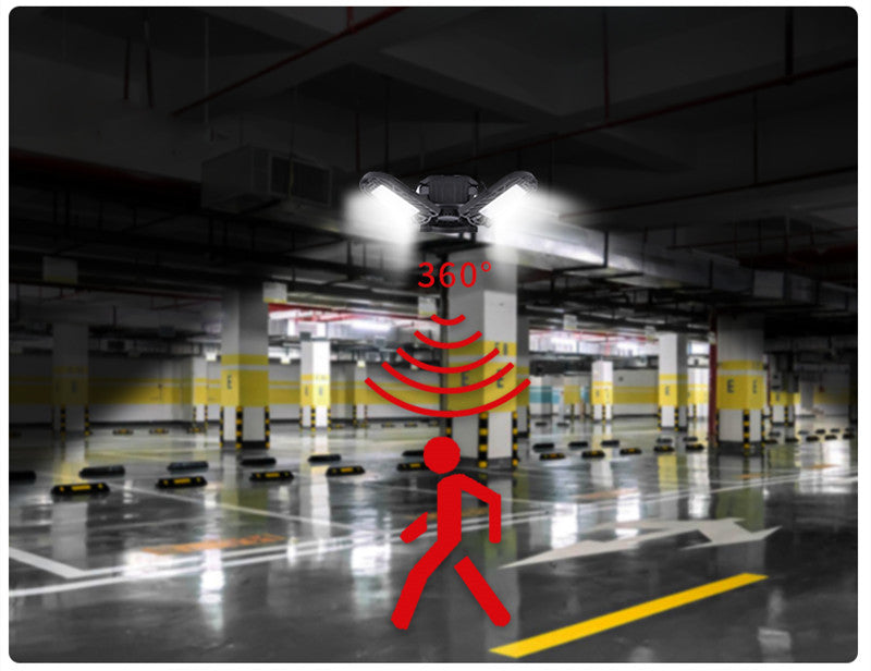 Deformable LED Garage Light | High Intensity Industrial Radar Lamp for Warehouse & Home