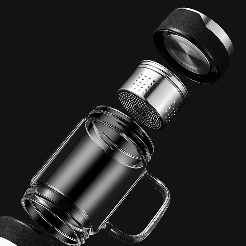 Xpress Office Glass Bottle - 350ml Premium Borosilicate with Stainless Steel Lid