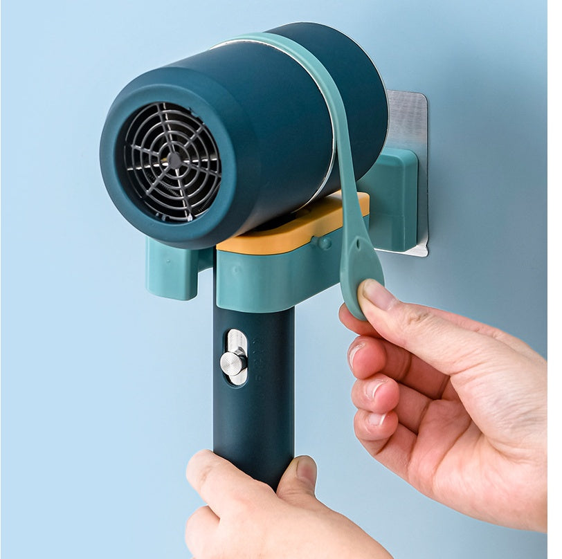 Hair Dryer Wall-Mounted Rack – Punch-Free, Rotatable, Multifunctional Blower Storage for Bathroom & Toilet