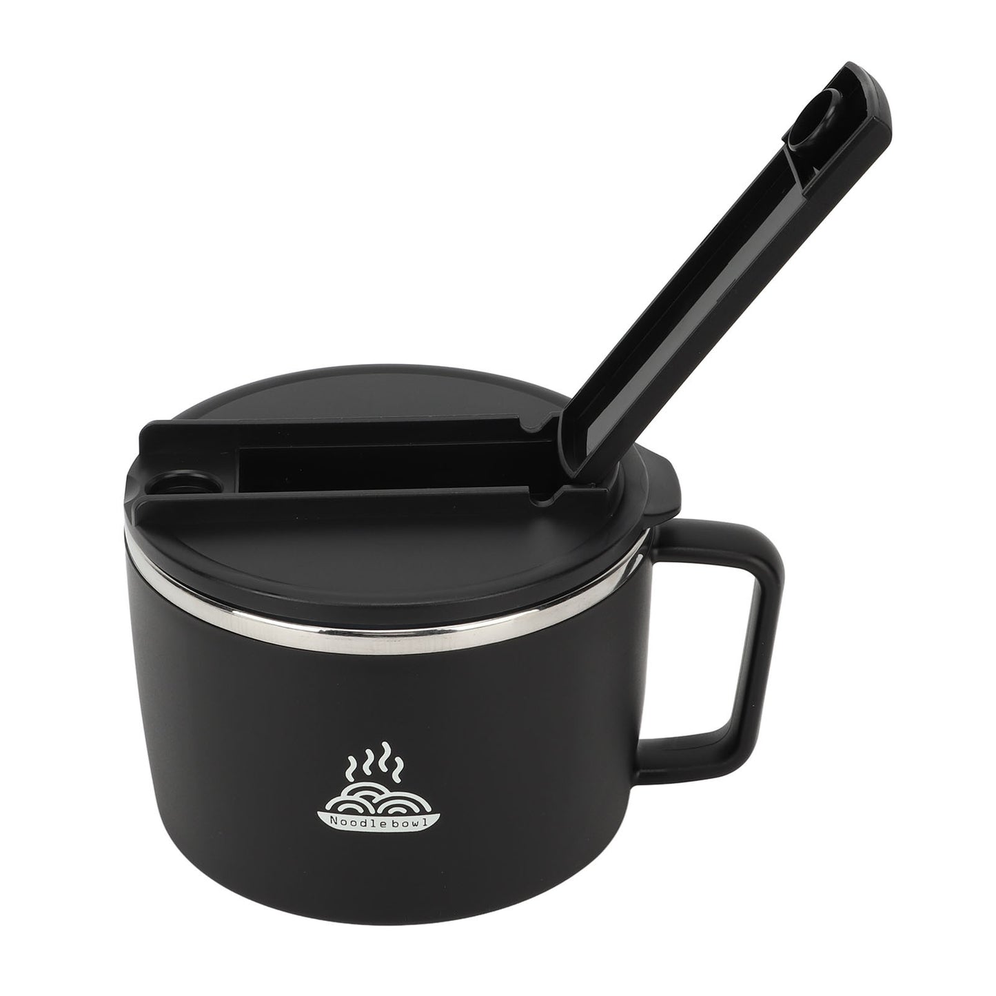 Noodle Bowl with Chopsticks & Spork – 1200ml Stainless Steel Ramen Cooker Bowl with Lid, Portable & Anti-Scalding, Perfect for Office & Home