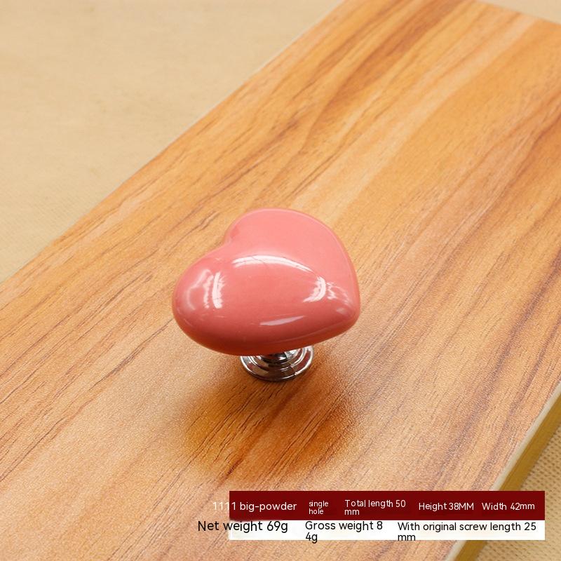 Love Ceramic Handle for Wardrobe Drawer & Cabinet Doors – Heart-Shaped, Coloured Glaze, Multiple Sizes
