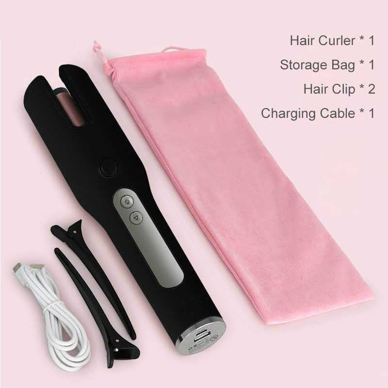 Wireless Automatic Hair Curler – USB Rechargeable, LCD Screen, Ceramic Heating, Anti-Frizz Styling Tool