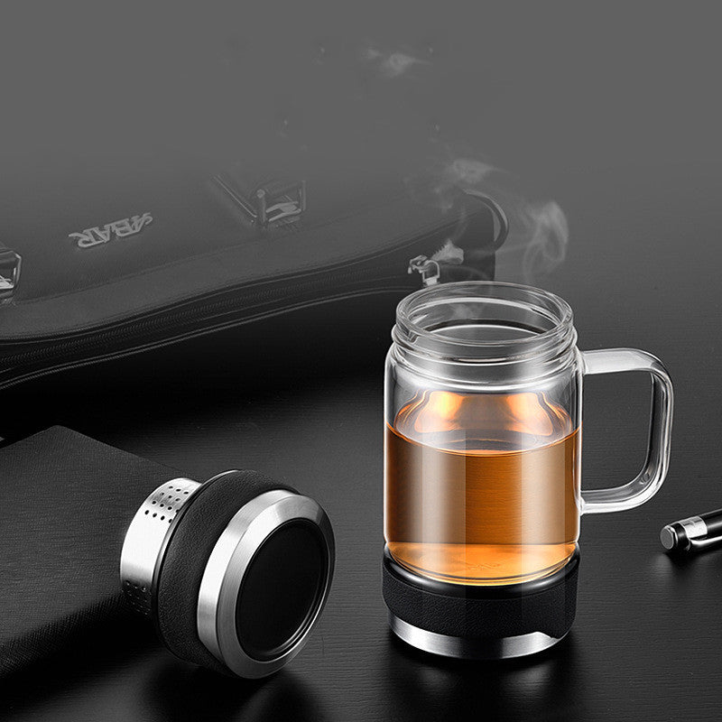 Xpress Office Glass Bottle - 350ml Premium Borosilicate with Stainless Steel Lid