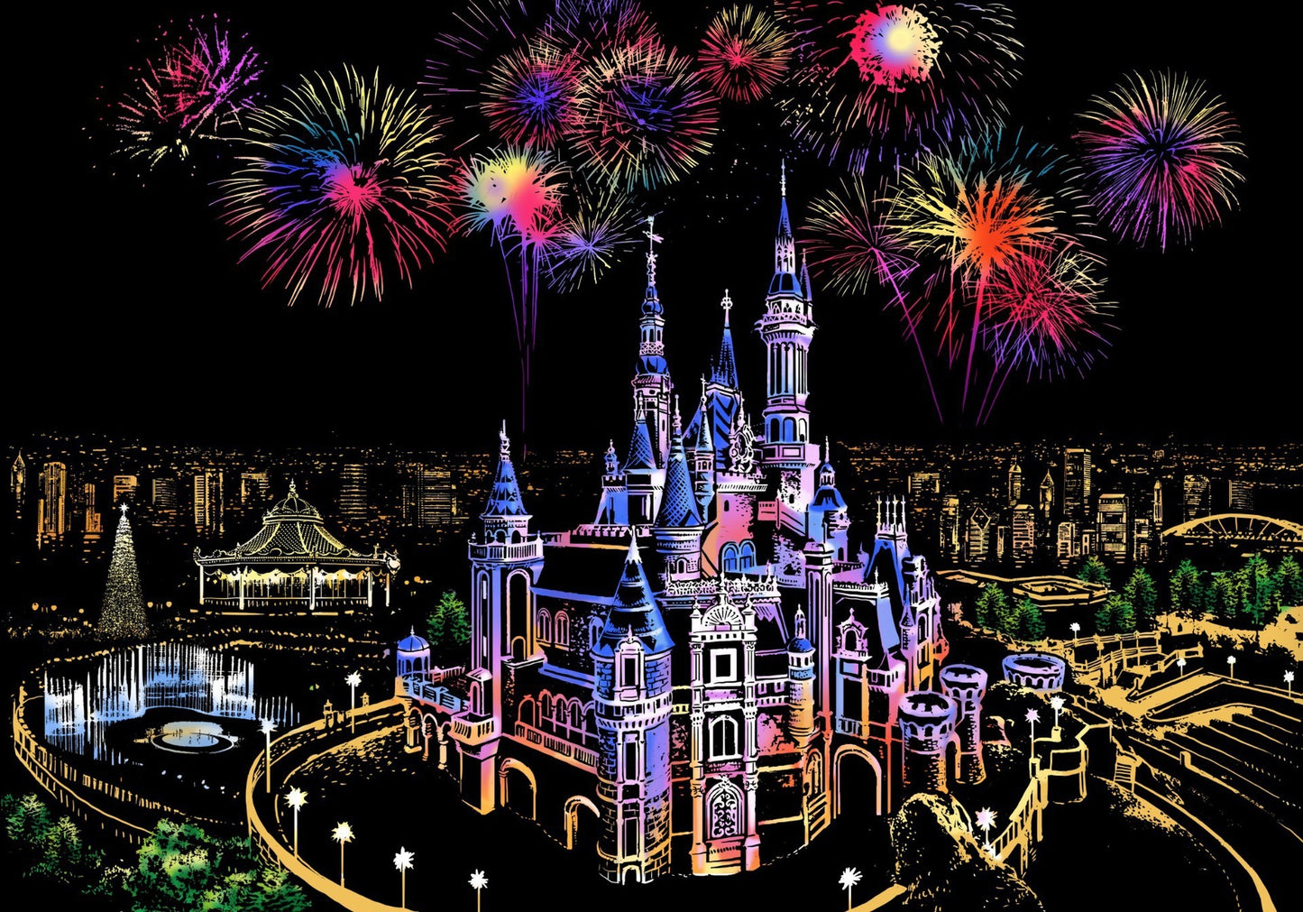 Creative City Night Scene Scratch Painting Kit | Colourful Urban Scratching Art
