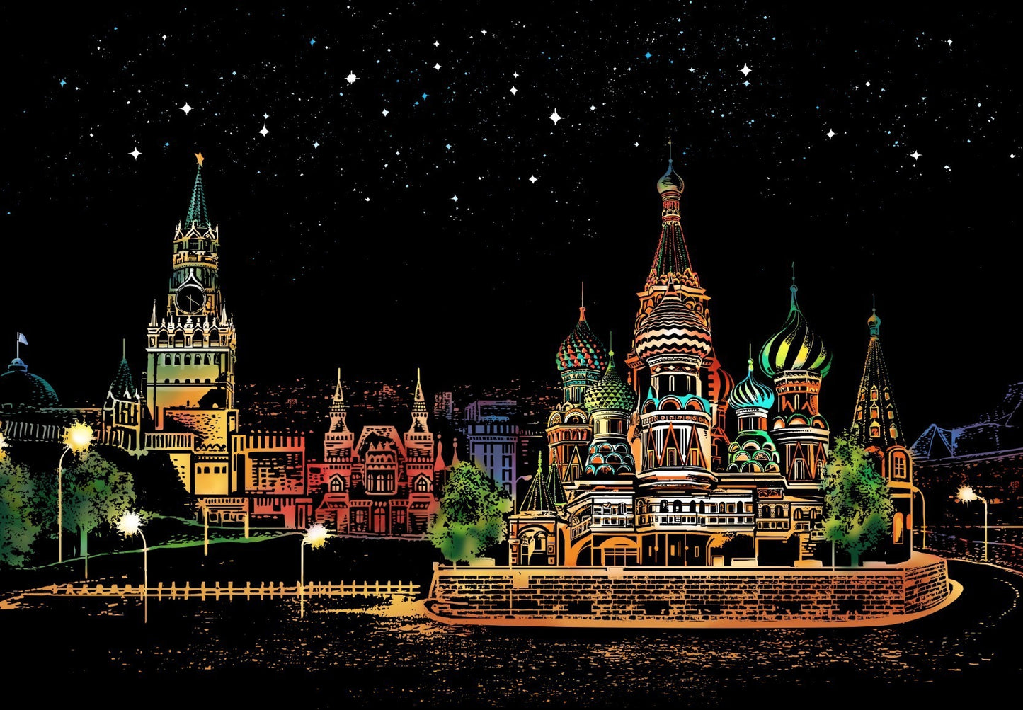 Creative City Night Scene Scratch Painting Kit | Colourful Urban Scratching Art
