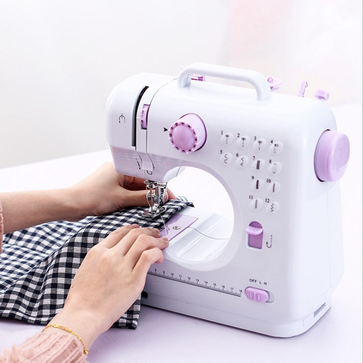 Multi-Function Electric Sewing Machine – Portable Stitching Tool with 12 Built-in Patterns, LED Light & Foot Pedal for Beginners & DIY Crafts