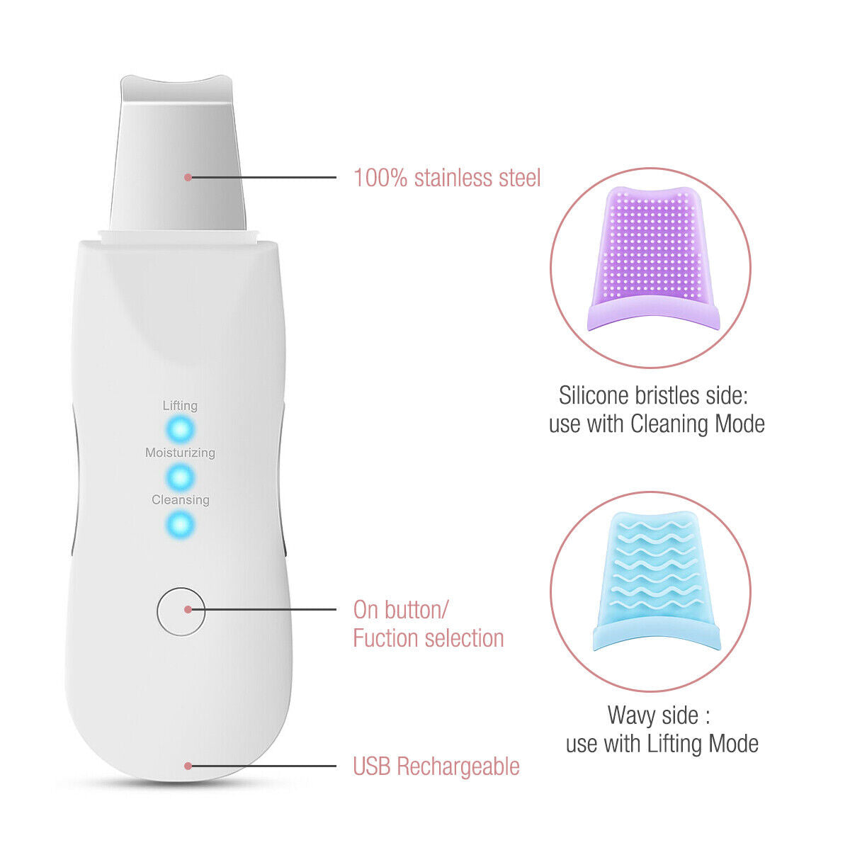 Ultrasonic Facial Skin Scrubber – Deep Cleansing & Blackhead Remover