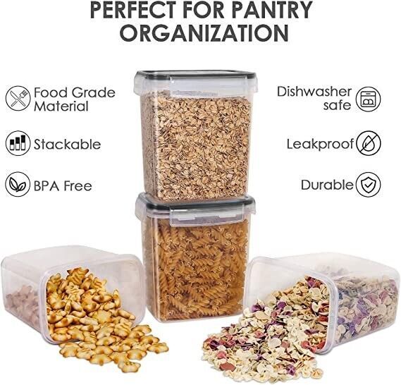 24 Piece Airtight Food Storage Container Set with Snap-On Lids for Pantry & Kitchen Organization