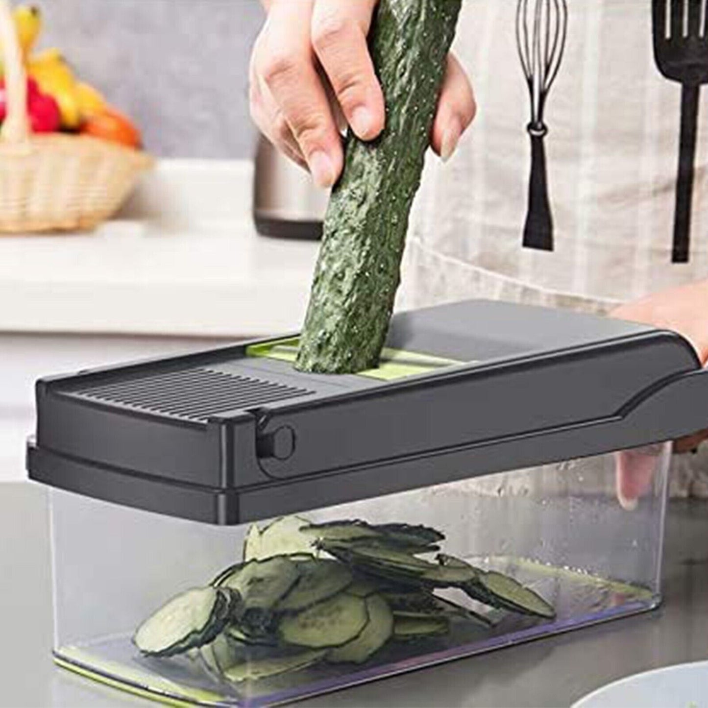 15 in 1 Vegetable Chopper – Multifunctional Food Slicer, Dicer, Grater, Peeler & Spiralizer with Container