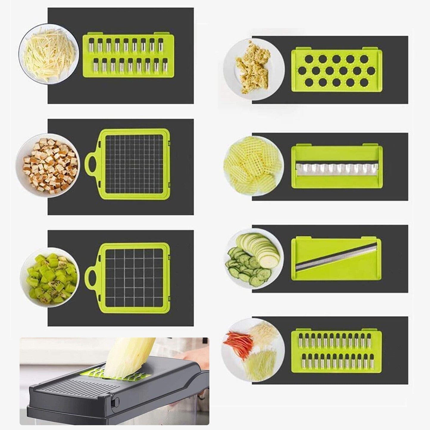 15 in 1 Vegetable Chopper – Multifunctional Food Slicer, Dicer, Grater, Peeler & Spiralizer with Container