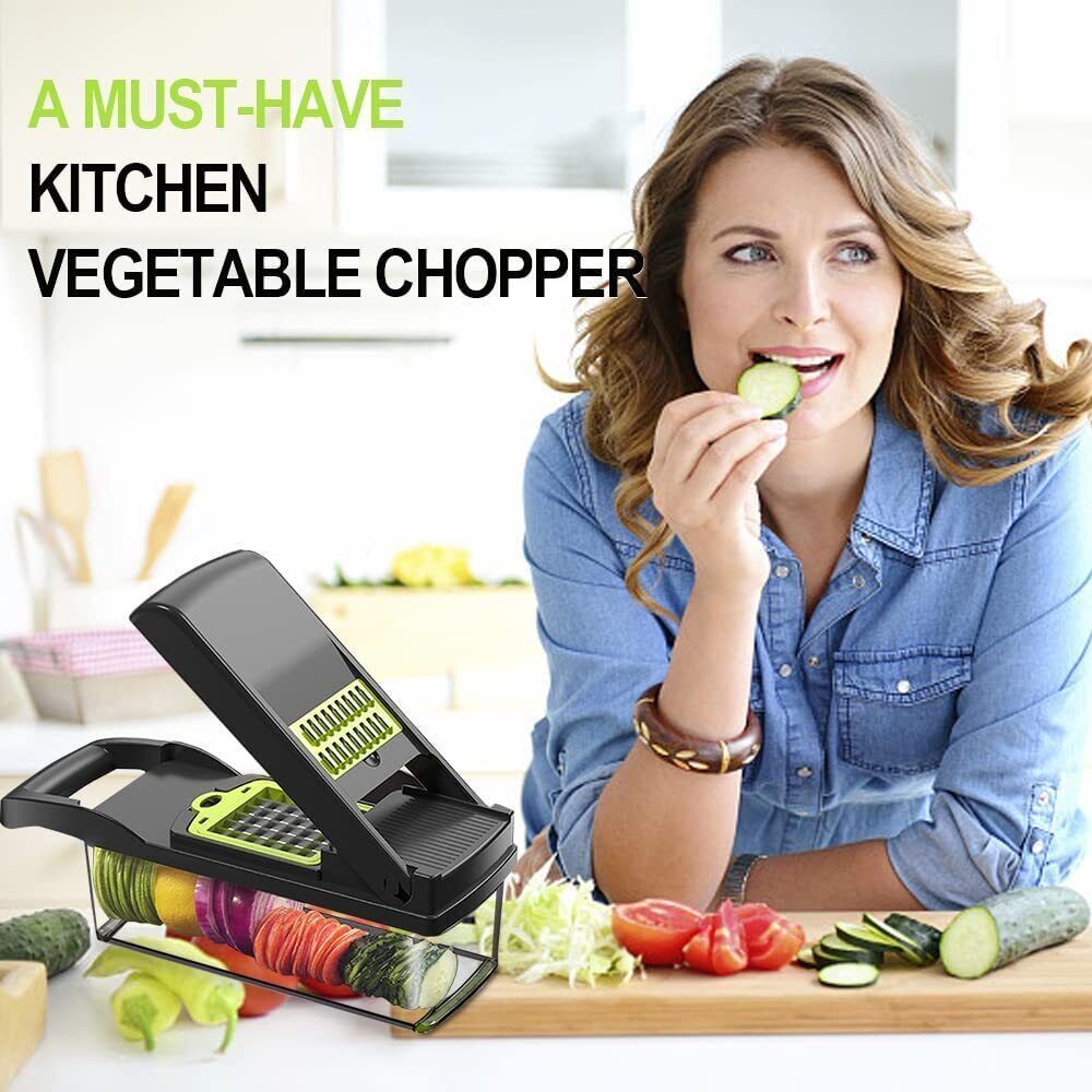 15 in 1 Vegetable Chopper – Multifunctional Food Slicer, Dicer, Grater, Peeler & Spiralizer with Container