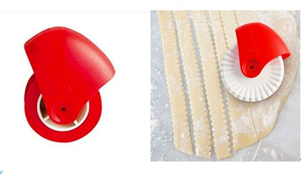 Pastry Lattice Dough Cutter – Plastic Roller Wheel for Pizza, Pies & Quiches (Red & White)