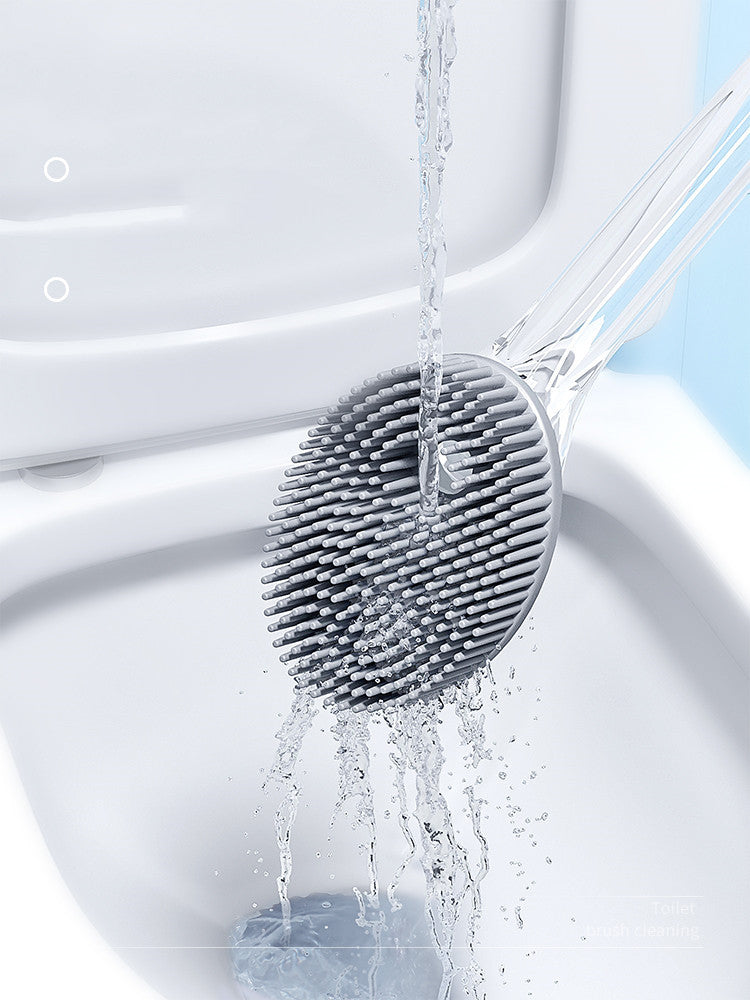 Household Non-dead Corner Toilet Brush – Durable Silicone & Hard Bristle, No Punch Installation