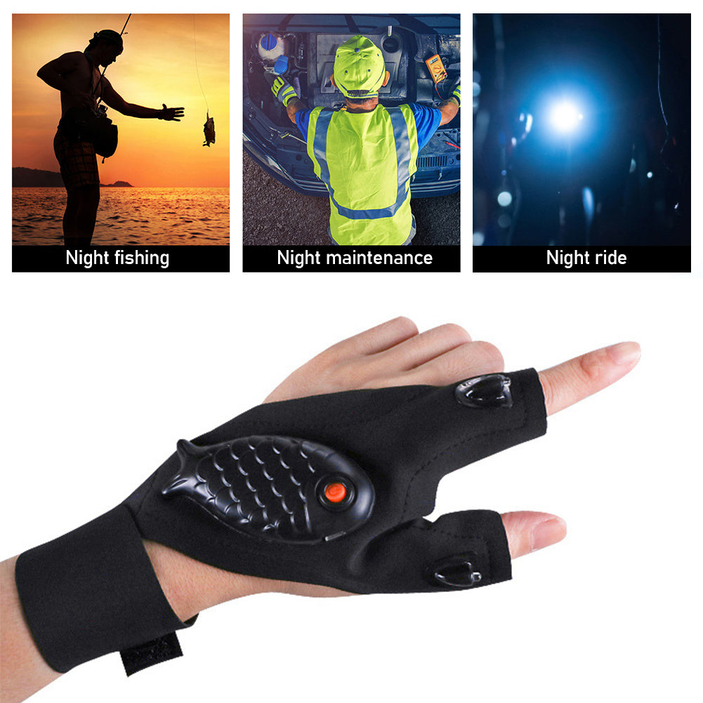 New Flashlight Glow Fishing Gloves – LED USB Rechargeable Outdoor Activity Gloves