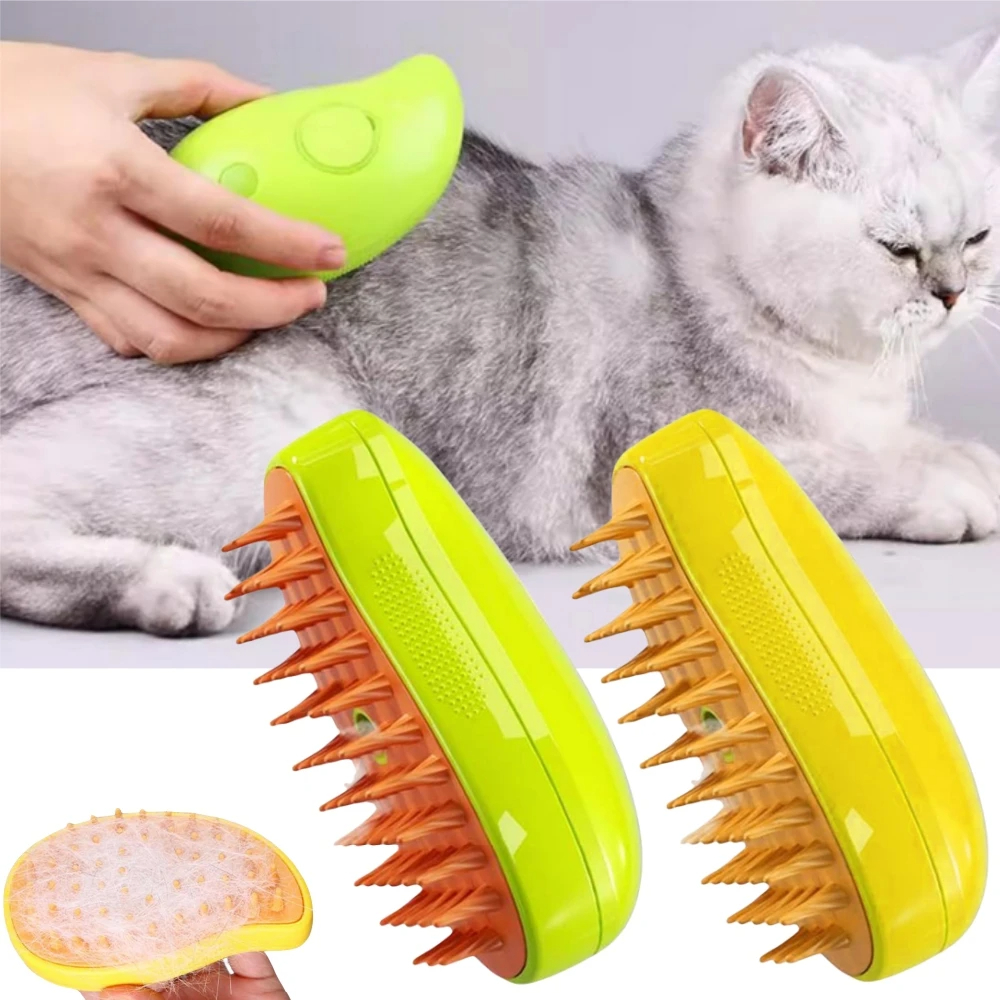 3-in-1 Electric Pet Grooming & Massage Brush with Steam for Cats & Dogs – USB Rechargeable, Hair Removal, and Soothing Massage