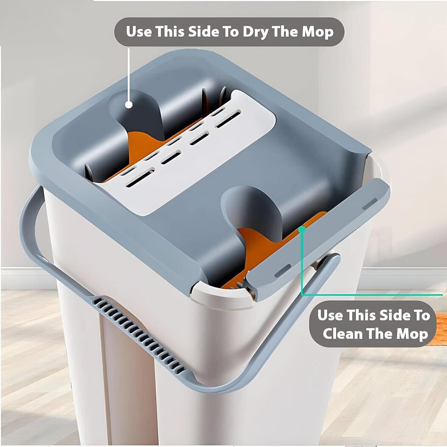 UK Multi-Functional Wash & Dry Mop and Bucket Set with 10 Microfiber Pads – Flat Squeeze Mop for Hardwood, Tile, Vinyl & Laminate Floors