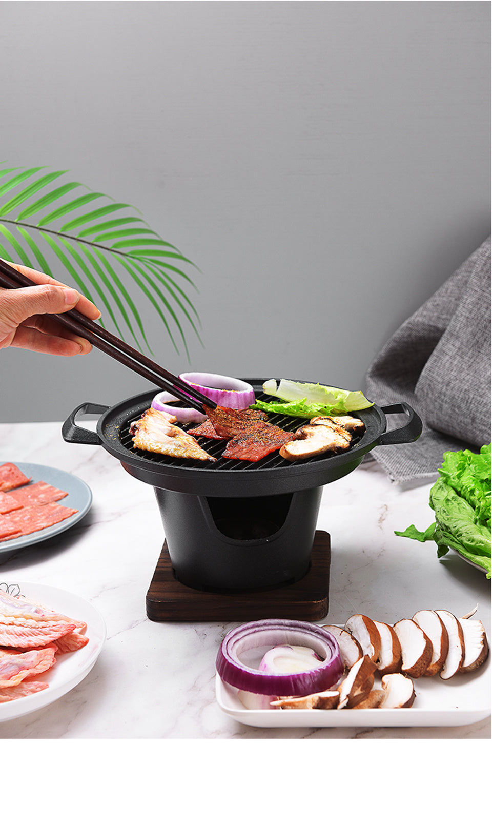 Mini Smokeless BBQ Grill | Portable Alcohol Stove for 1-2 People | Non-Stick Roasting Pan for Home & Outdoor Use