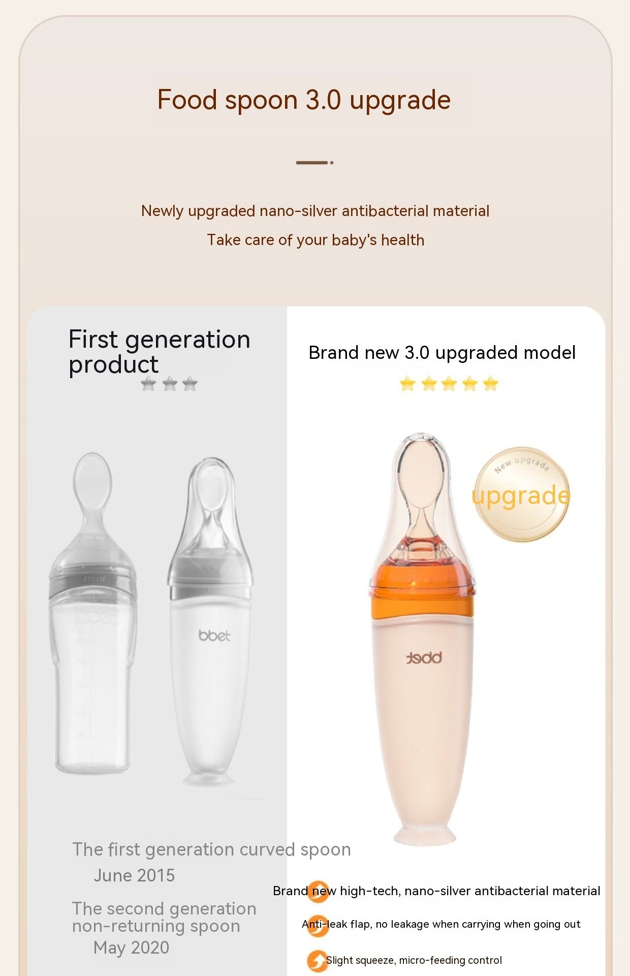Baby Silicone Feeding Bottle Spoon – Soft Squeeze Rice Cereal Dispenser for Easy Infant Weaning