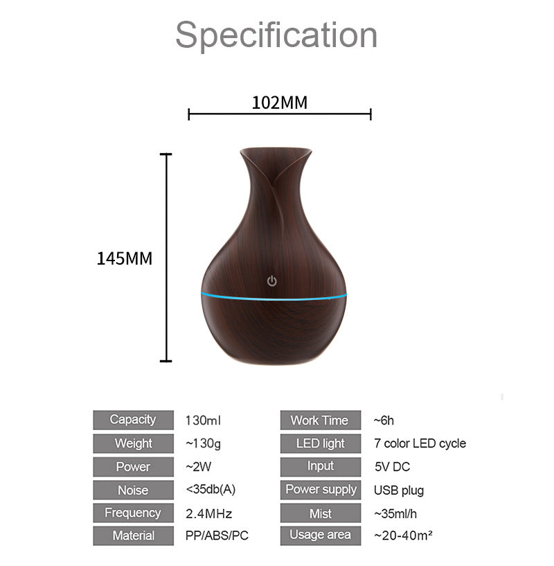 Vase Humidifier – 130ML Ultrasonic Aroma Diffuser with 40ML/H Atomization