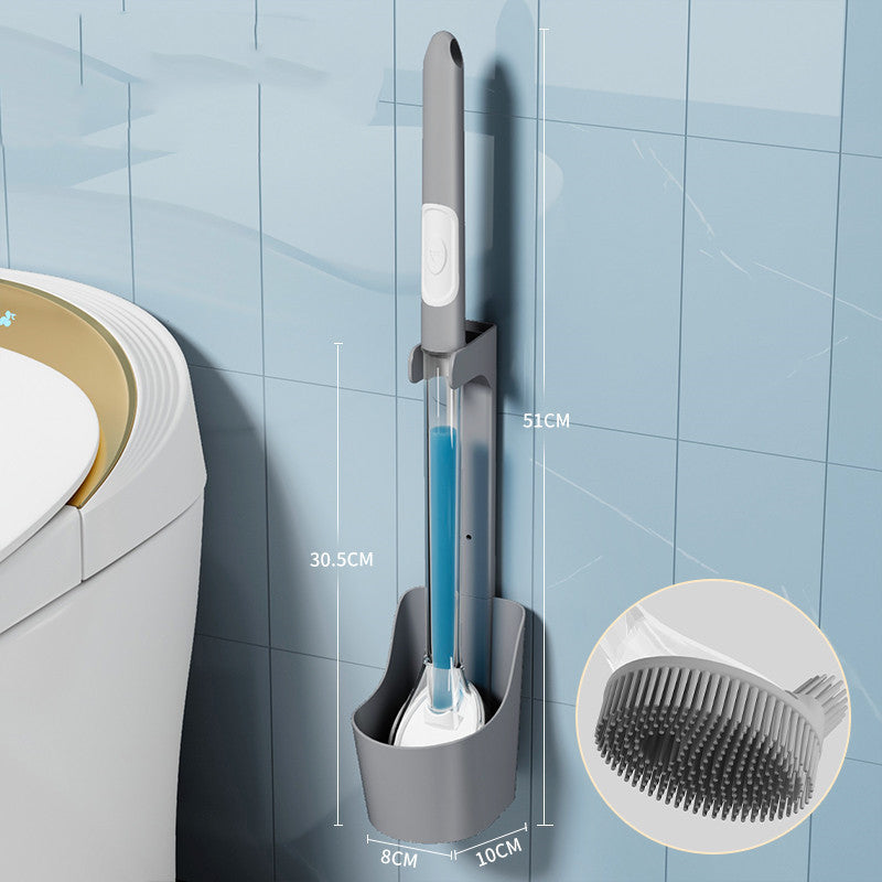 Household Non-dead Corner Toilet Brush – Durable Silicone & Hard Bristle, No Punch Installation
