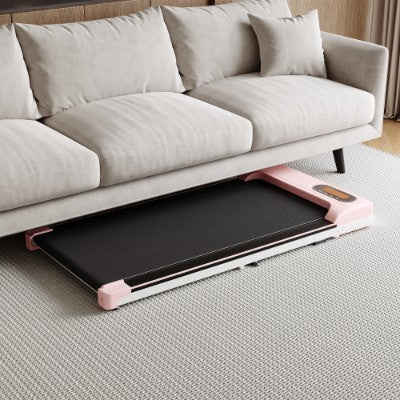 Folding Under Desk Walking Pad Treadmill with Adjustable Incline, 1-6 km/h, Low Noise, LED Display, Magnetic Remote, Portable Wheels – Black & Pink