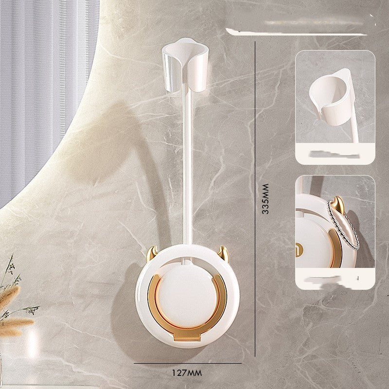 Hair Dryer Wall Shelf - No Punching Required, White Gold & White Gray with/without Bracket