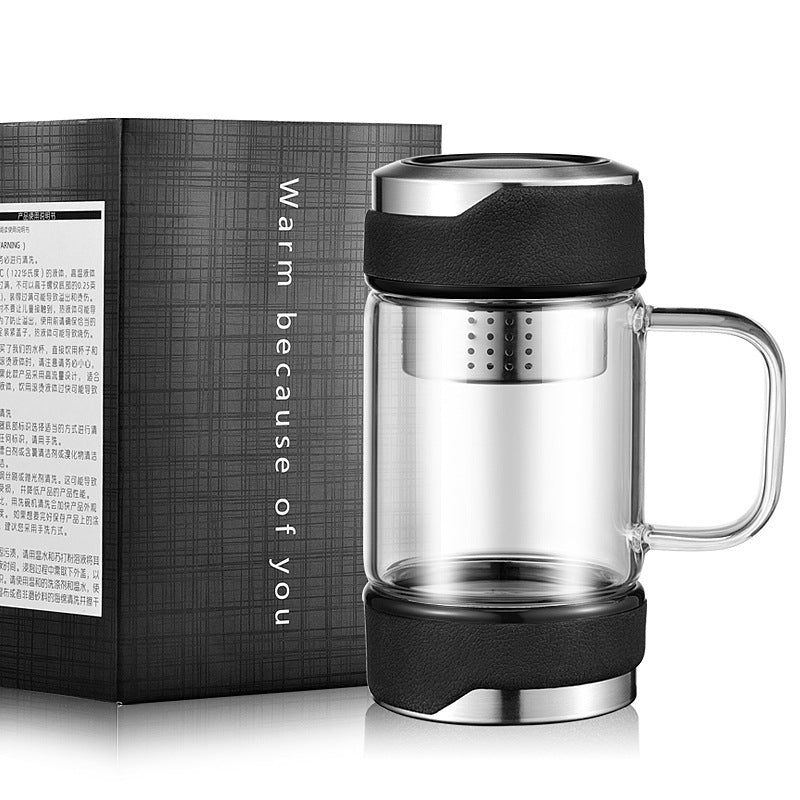 Xpress Office Glass Bottle - 350ml Premium Borosilicate with Stainless Steel Lid