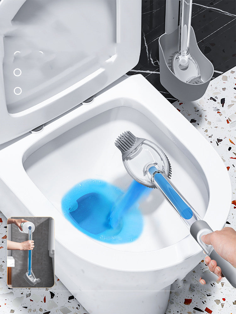Household Non-dead Corner Toilet Brush – Durable Silicone & Hard Bristle, No Punch Installation