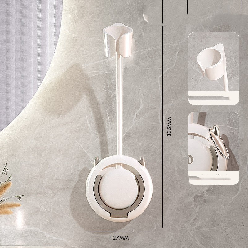Hair Dryer Wall Shelf - No Punching Required, White Gold & White Gray with/without Bracket