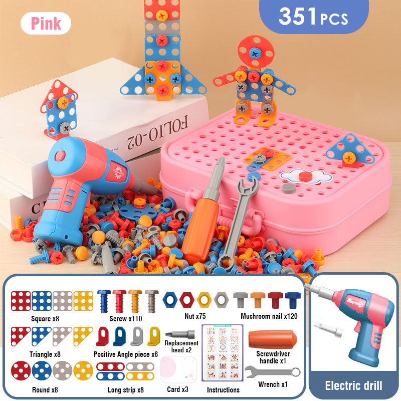 Electric Screwdriver Toolbox Toy for Kids – Educational Assembly Drill Set