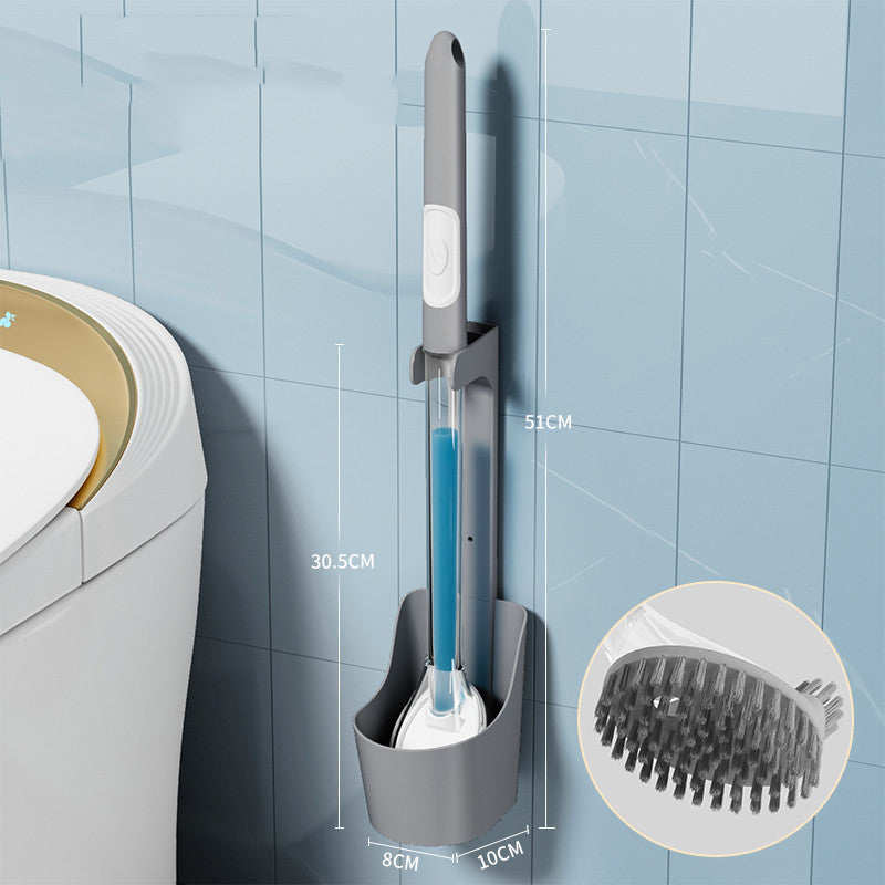 Household Non-dead Corner Toilet Brush – Durable Silicone & Hard Bristle, No Punch Installation