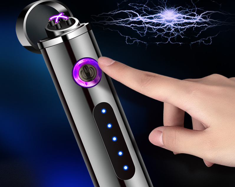 Cylindrical USB Electronic Cigarette Lighter – Compact Metal Design with USB Charging Cable