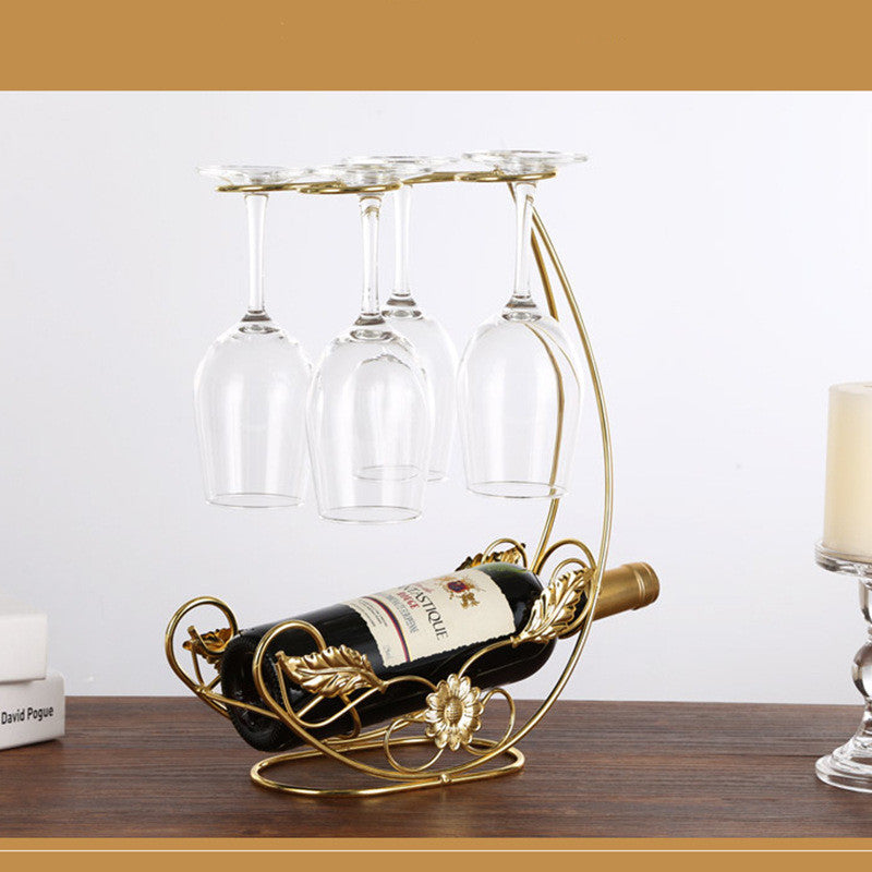 Luxury Copper Hanging Wine Rack & Glass Holder –  Iron Display for 6 Glasses & 2 Bottles – Bronze or Gold Finish