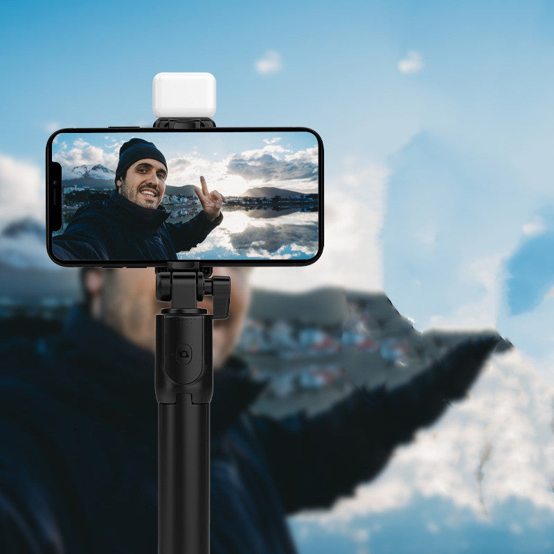 360° Rotating Bluetooth Selfie Stick with Fill Light | Tripod & Phone Holder Compatible with iPhone & Android