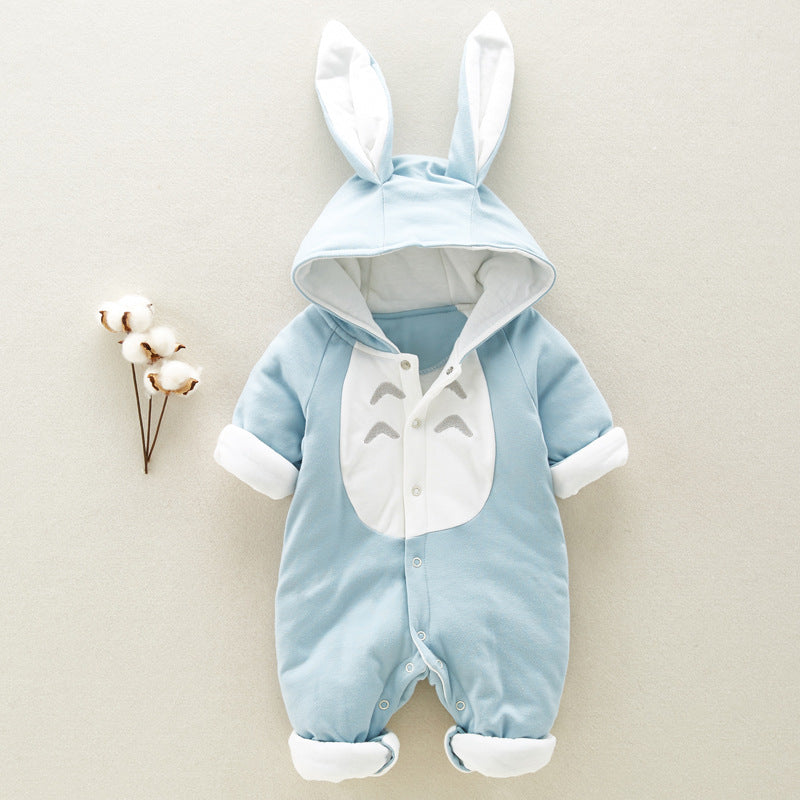 Hooded Cotton Padded Baby Romper | Thick Warm Onesie for Newborns and Infants