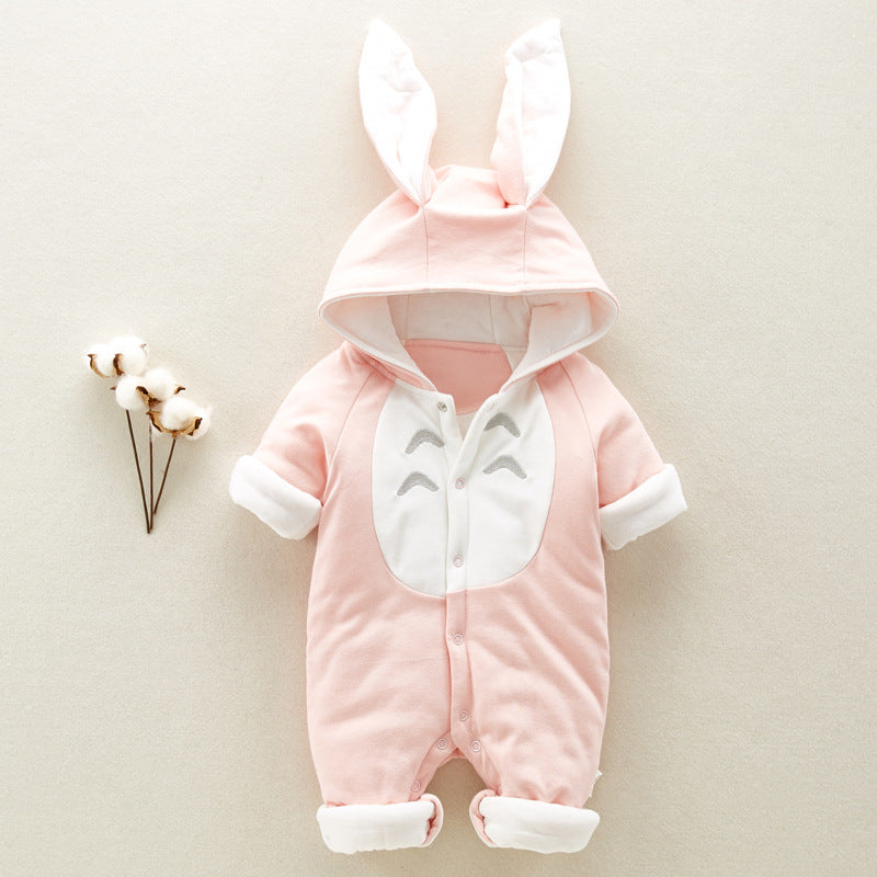 Hooded Cotton Padded Baby Romper | Thick Warm Onesie for Newborns and Infants