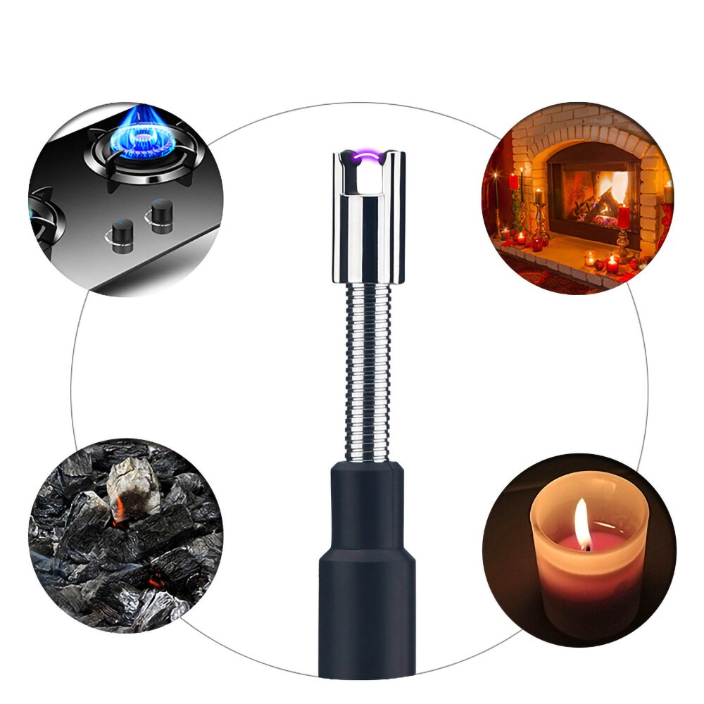 Retractable USB Pulse Lighter for Kitchen, Outdoor Barbecue & Camping – Rechargeable, Windproof, Portable