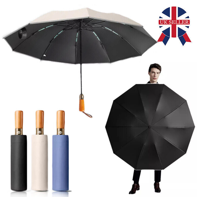 Portable Windproof Umbrella – Strong 20-Rib Frame, Automatic Open & Close, Compact Folding Design for Men & Women