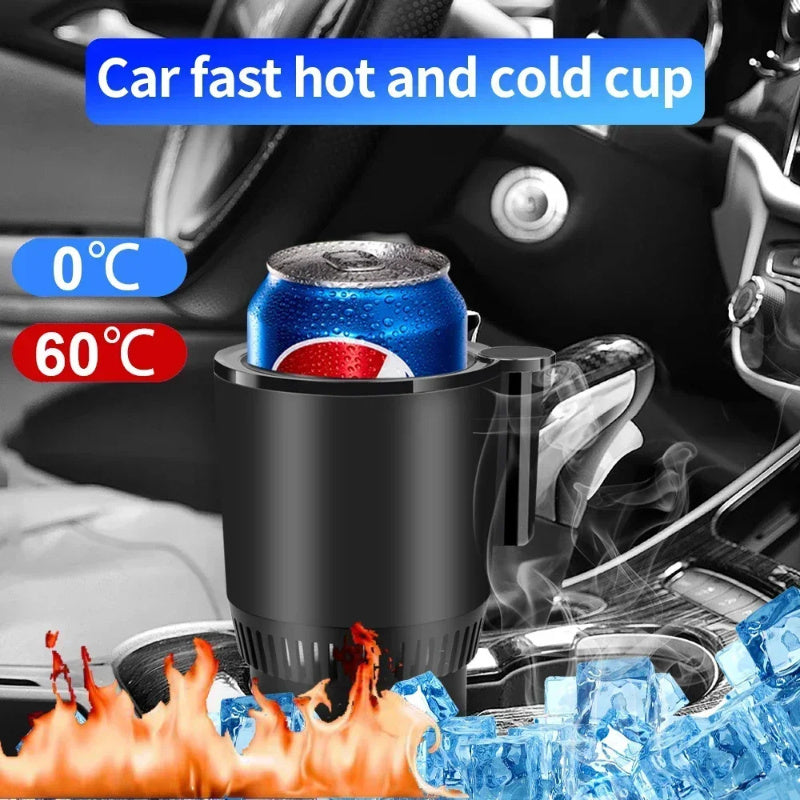 2-in-1 Smart Car Cup Holder – 12V Heating & Cooling Mug with Digital Display | Car Drink Warmer & Mini Refrigerator