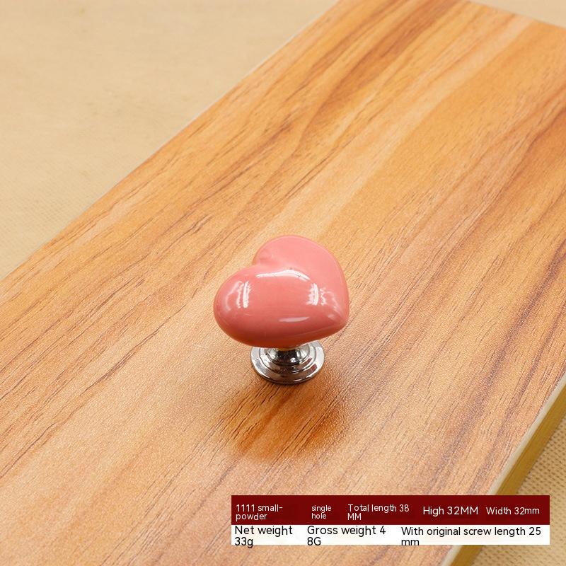 Love Ceramic Handle for Wardrobe Drawer & Cabinet Doors – Heart-Shaped, Coloured Glaze, Multiple Sizes