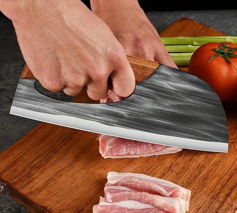 1pc Hand Forged Bone Cutter Kitchen Knife - Sharp Lightweight Dual-Use Slicer For Women - High-Carbon Stainless Steel, Ergonomic Handle, Easy To Clean, And Durable