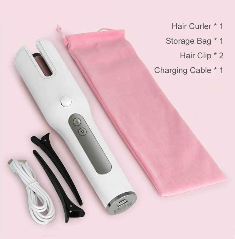 Wireless Automatic Hair Curler – USB Rechargeable, LCD Screen, Ceramic Heating, Anti-Frizz Styling Tool