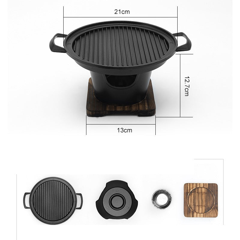Mini Smokeless BBQ Grill | Portable Alcohol Stove for 1-2 People | Non-Stick Roasting Pan for Home & Outdoor Use